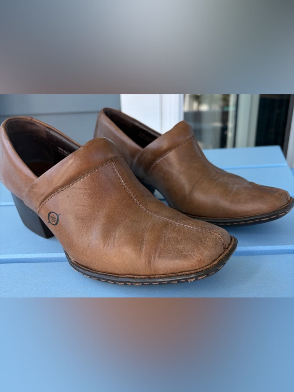 Born Men's Tan Leather Slip-On Clogs